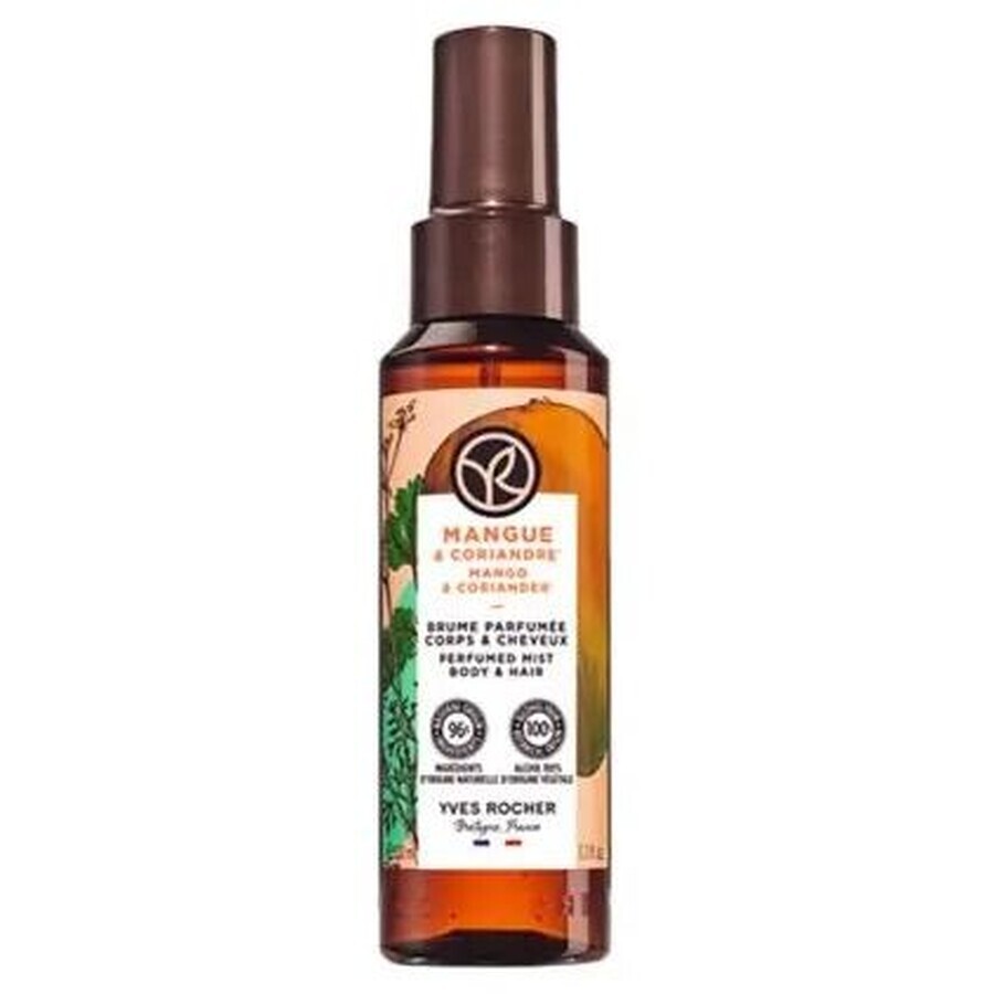 Yves Rocher Spray parfumat pentru corp și păr Mango și coriandru 100 ml