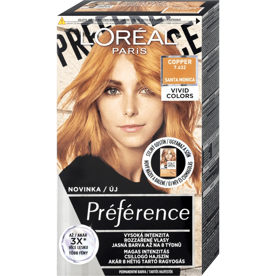 L'Oréal Paris Préférence Vivid Colors permanent hair color 7.432 Santa Monica 150 ml