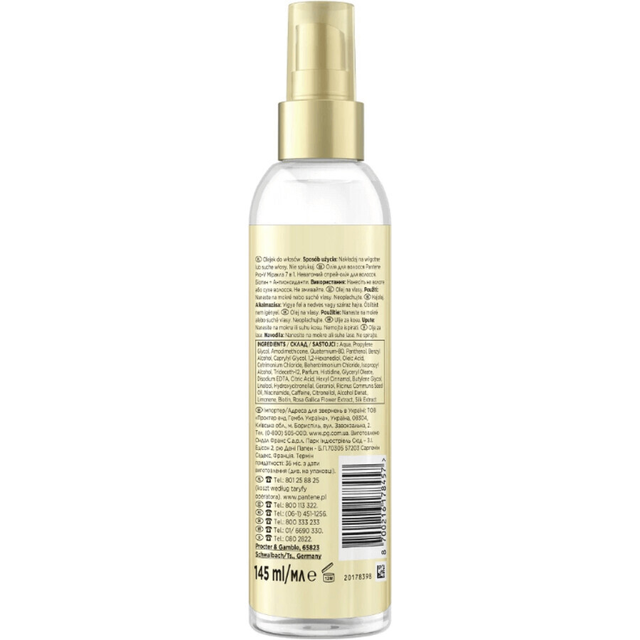 Pantene Pro-V Miracoli 7v1 Olio Nebulizzato Senza Peso, Olio Nebulizzato Biotina 145 ml