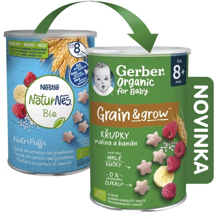 Gerber chipsuri organice cu zmeură și banană 35 g
