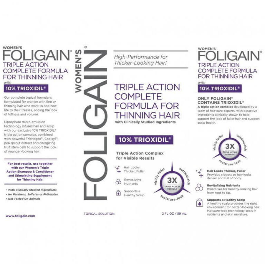 Foligain Triple Action ser anti-căderea părului cu 10% trioxynil pentru femei 59 ml