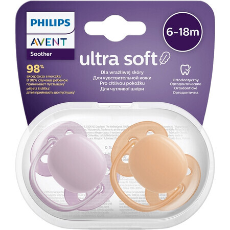 Philips Avent Ultrasoft Premium sucette neutre 6-18m fille 2 pcs