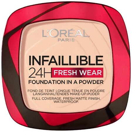 L'Oréal Paris Infaillible 24H Fresh Wear pudră de machiaj 180 Rose Sand 9 g