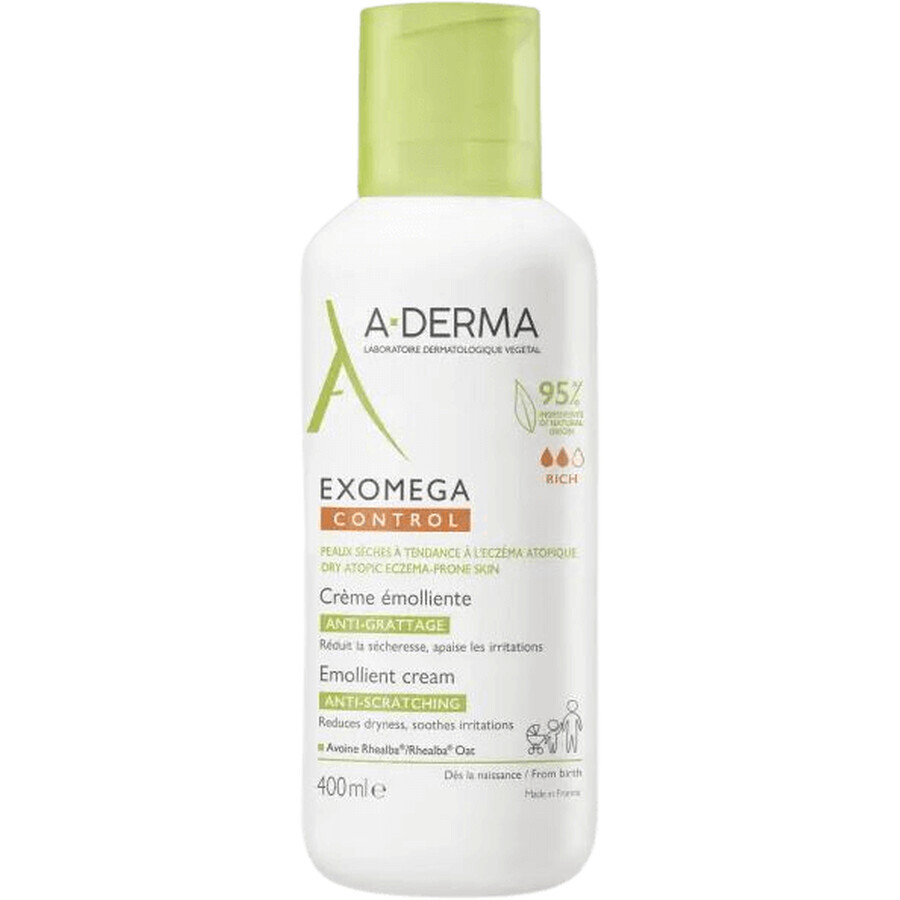 A-Derma Exomega control Weichmachercreme für trockene, zu atopischem Ekzem neigende Haut 400 ml