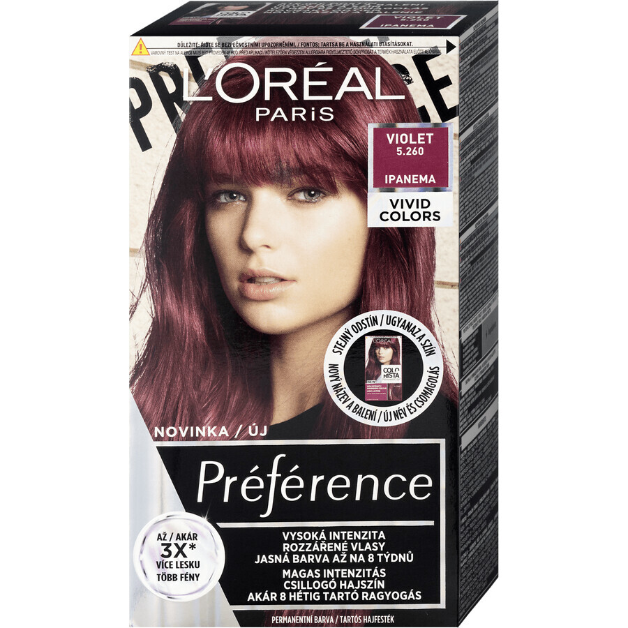 L'Oréal Paris Préférence Vivid Colors colore permanente per capelli 5.260 Ipanema 150 ml