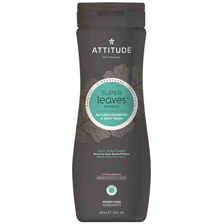 Attitude Super leaves Detoxifying, anti-dandruff men's shampoo and body soap (2in1) 473 ml