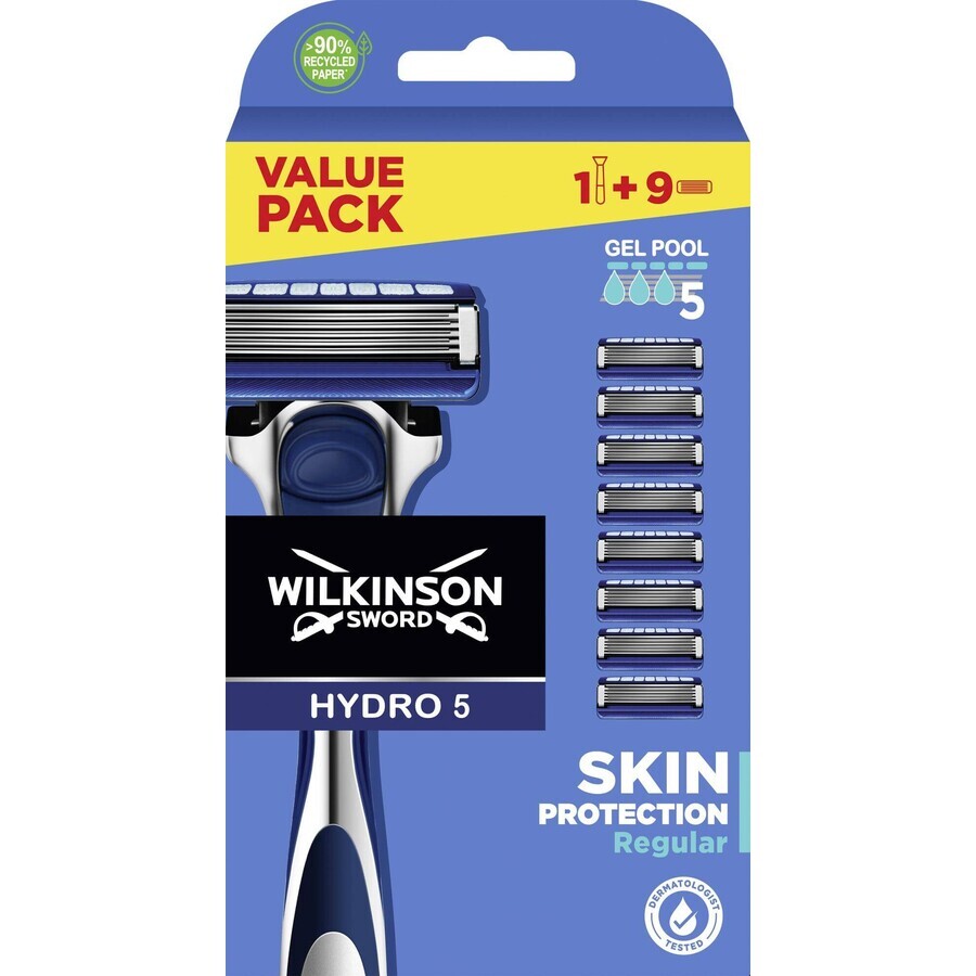 Wilkinson Sword Hydro 5 XXL scheerapparaat + reserve scheerhoofden 9 stuks