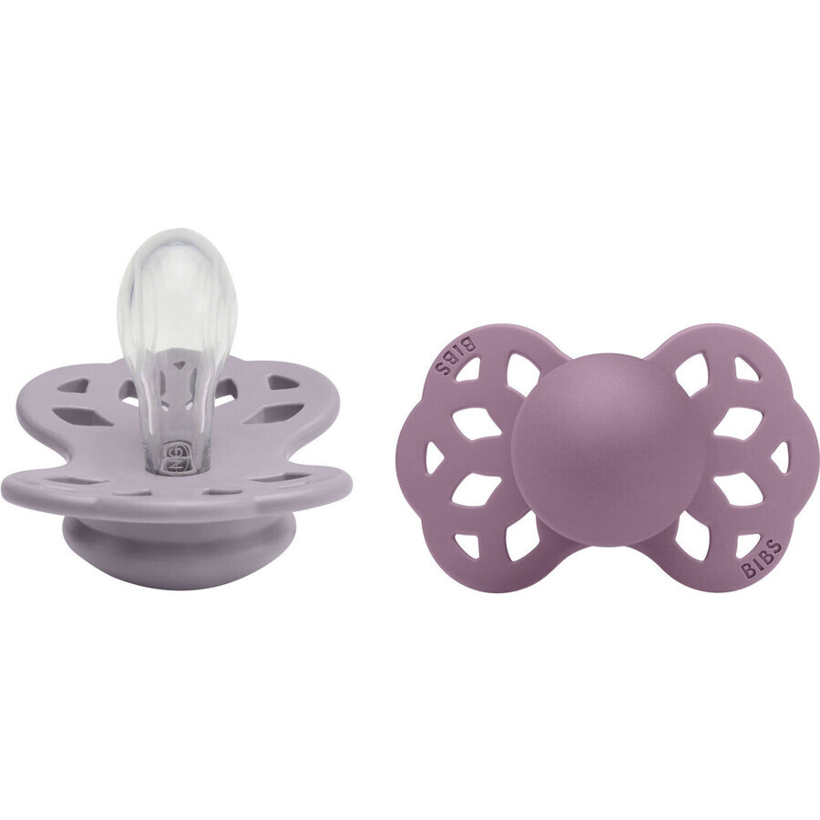 Bibs Symmetrical Silicone Infinity Soothers, size 2, Fossil Grey / Mauve 2 pcs