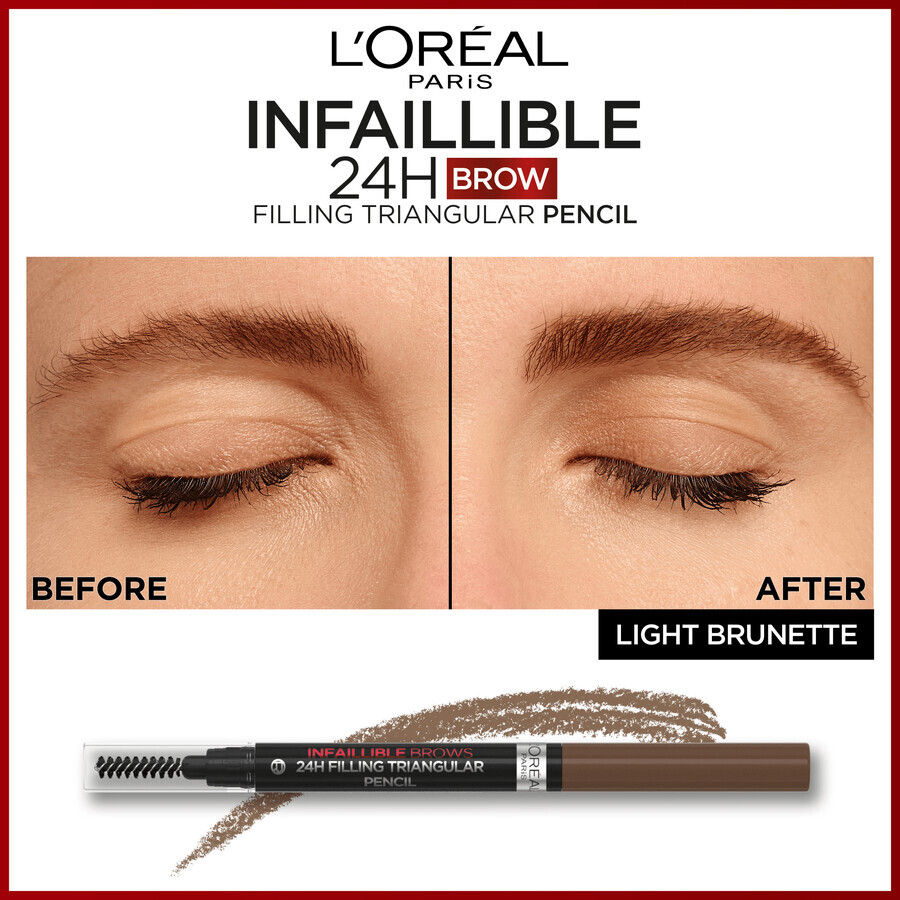 L'Oréal Paris Infaillible Brows 24H Crayon Triangulaire Combleur 05 Crayon à Sourcils Light Brunette