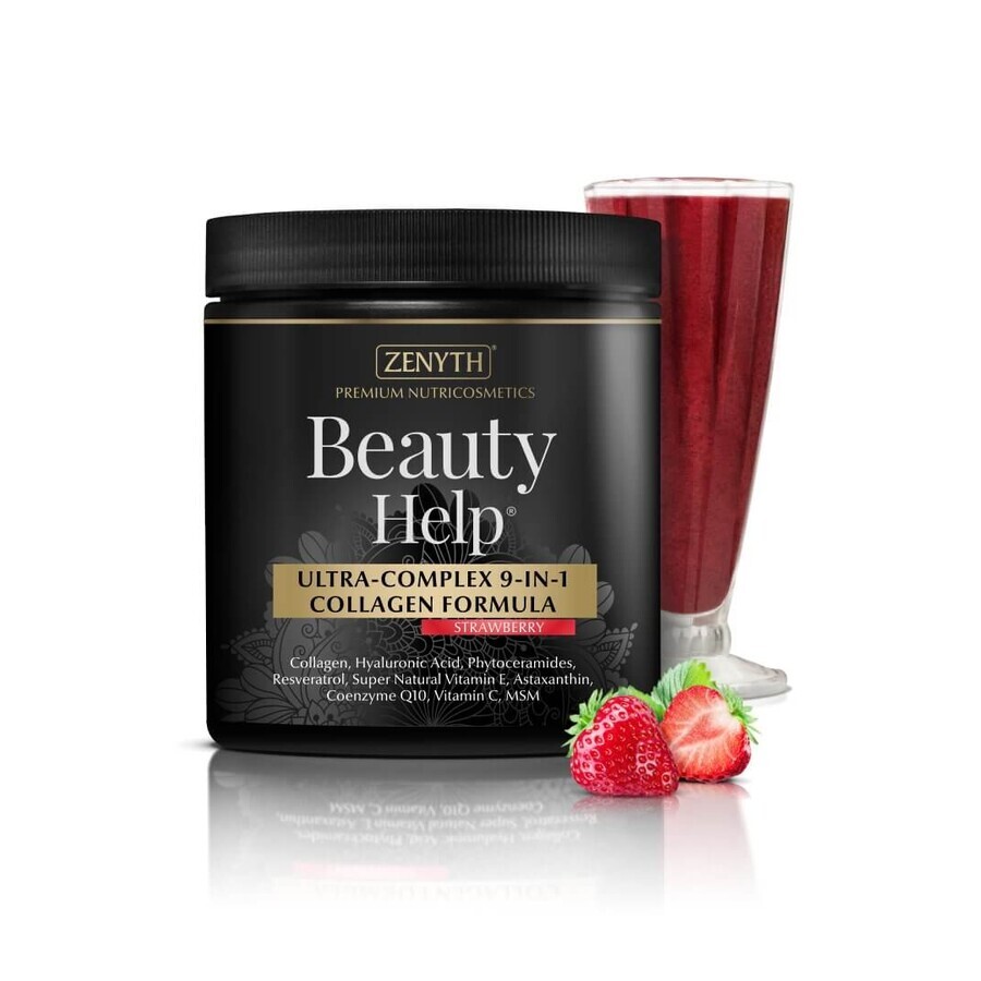 Beauty Help Ultra-Complex 9 en 1 Fórmula de Colágeno con Sabor a Fresa, 300 g, Zenyth