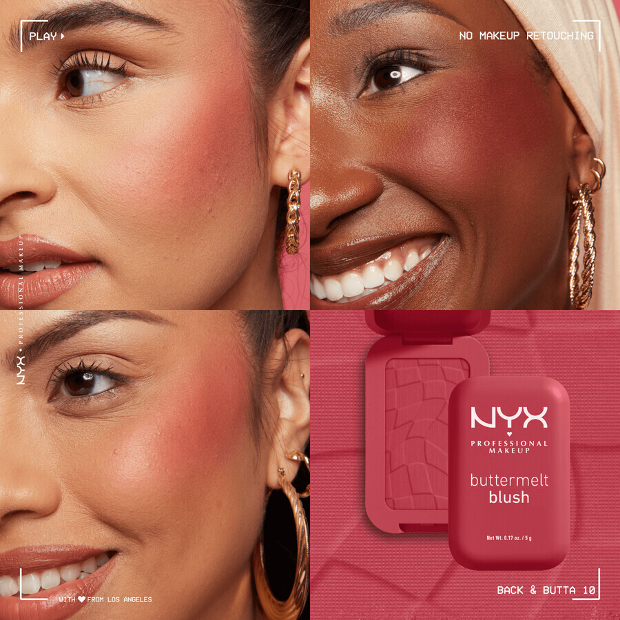 NYX Professional Makeup Buttermelt Blush 10 Back și Butta Powder Blush