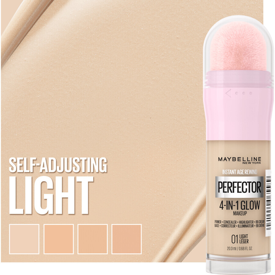 Maybelline New York Instant Perfector 4-in-1 Glow 01 Leichtes Aufhellendes Make-up, 20 ml