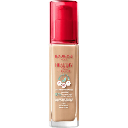 Bourjois Paris Healthy Mix Brightening Aufhellendes Feuchtigkeits-Make-up 24h, 53W Beige Light 30 ml