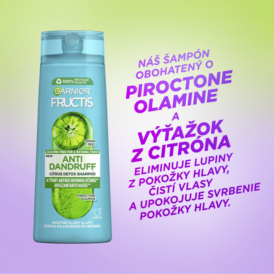 Garnier Fructis Antidandruff Citrus Shampoo pentru păr gras cu mătreață, 250 ml