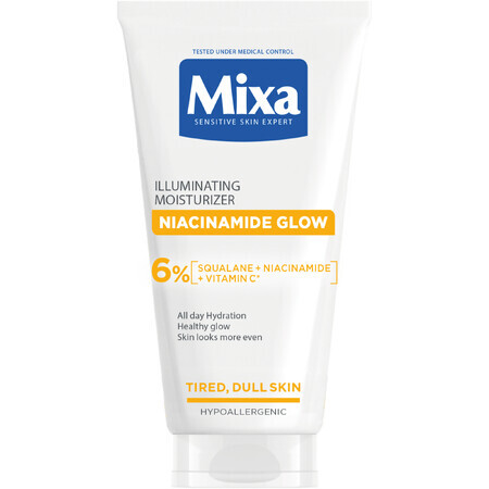 Mixa Niacinamide Glow Brightening Cream oferă hidratare 24 de ore, 50 ml