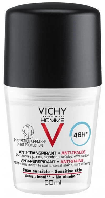 Vichy Homme Deo Roll-on Antitranspirant 48H für empfindliche Haut 50 ml