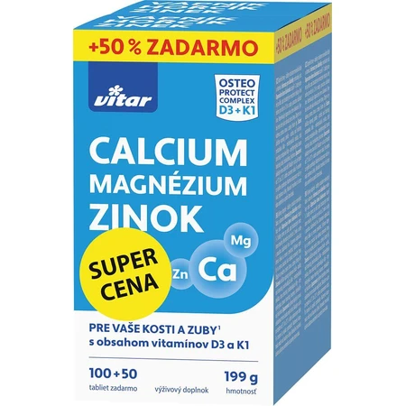 Vitar Calcium + Magnesium + Zinc + Vitamins D3 and K1 150 tablets