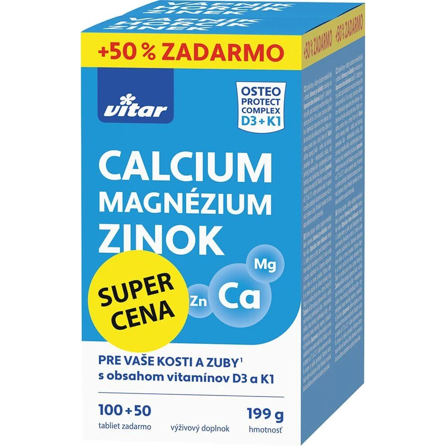 Vitar Calcium + Magnesium + Zinc + Vitamins D3 and K1 150 tablets