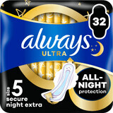 Always Ultra Secure Night Extra Damenbinden (Größe 5) mit Flügeln 32 Stück