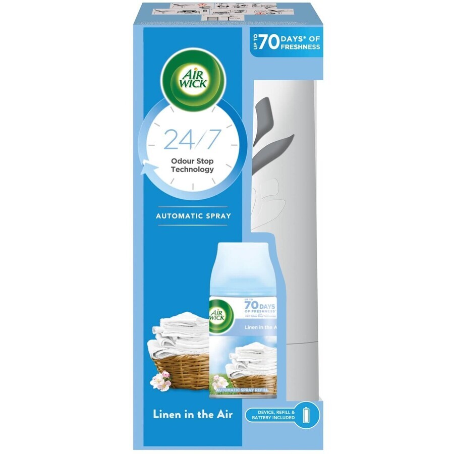 Airwick Automatische Freshmatic Verspreider Wit met Reserve Breeze Wasgoed 250 ml