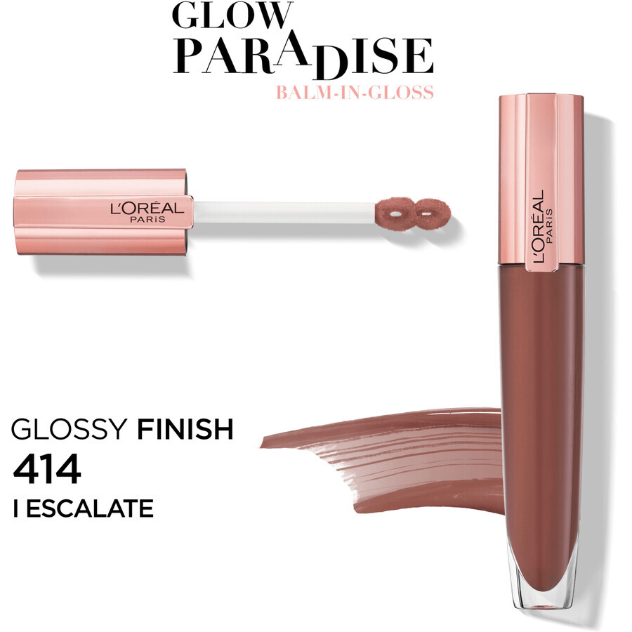 L'Oréal Paris Brillant Signature Glow Paradise Lipgloss 414 Escalate, 7 ml