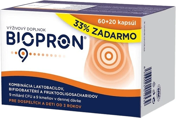 Biopron 9 Kombination von Laktobazillen, Bifidobakterien und Fructooligosacchariden 80 Kapseln