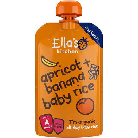 Ella's Kitchen Arroz ecológico para bebés con plátanos y albaricoques 120 g