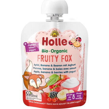 Holle Fruity Fox - piure de fructe bio pentru copii cu iaurt. 85 g