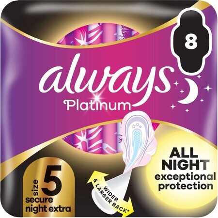 Șervețele sanitare suplimentare cu aripi Always Platinum secure Night 8 buc