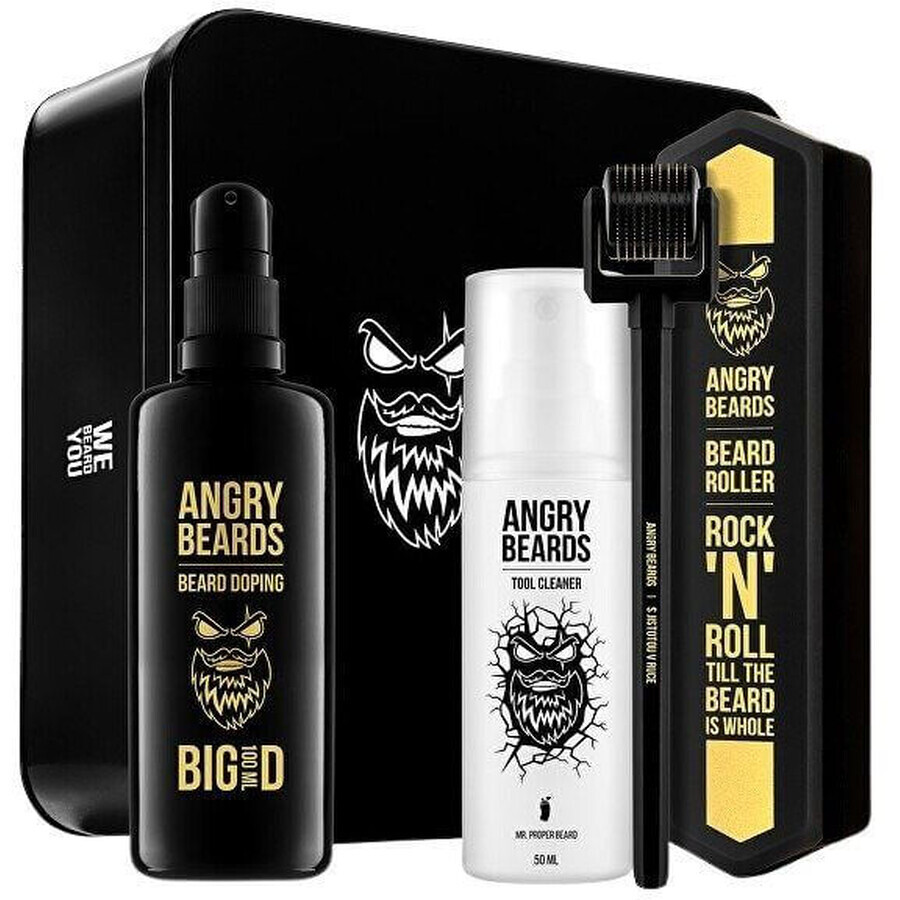 Angry Beards Kit de creștere a bărbii 3 buc