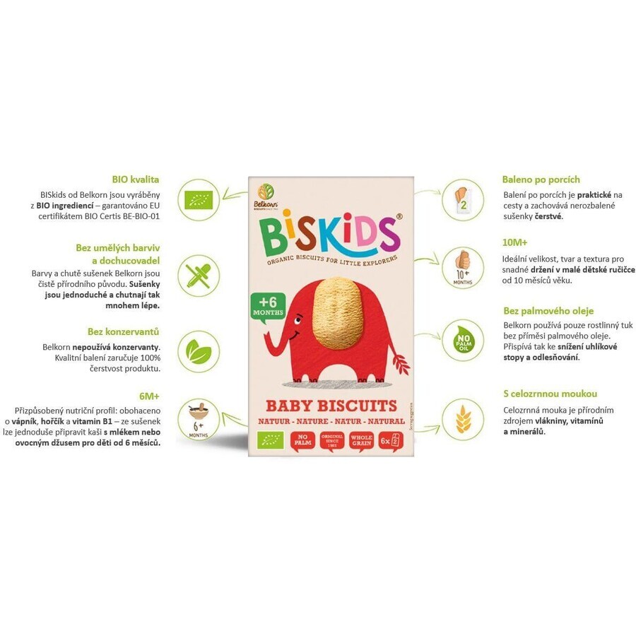 Belkorn BISkids Bio-Vollkorn-Babykekse Natural 6M+ 120 g