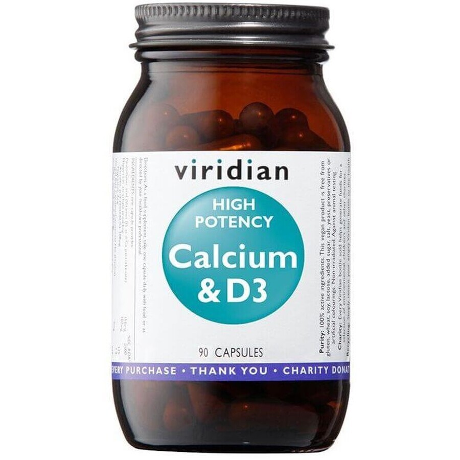 Viridian High Potency Calcium & D3 (calcio con vitamina D3) 90 cápsulas