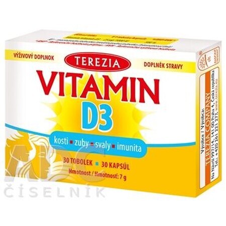 Terezia Vitamine D3 1000 IU 30 gélules