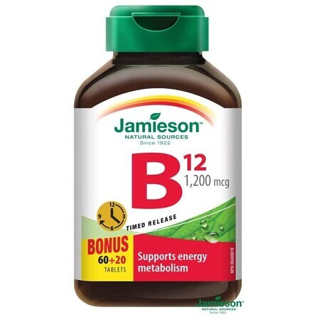 Jamieson Vitamina B12 metilcobalamina 1200 μg a lento rilascio 80 compresse