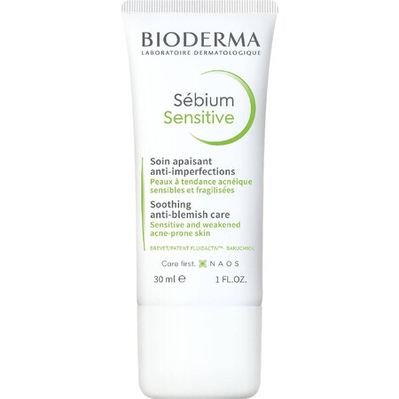 Bioderma Sébium Sensitive beruhigende und feuchtigkeitsspendende Creme für zu Akne neigende Haut 30 ml