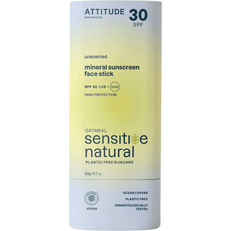 Attitude Stick 100% mineral face and lip stick (SPF 30) for sensitive and atopic skin 20 g