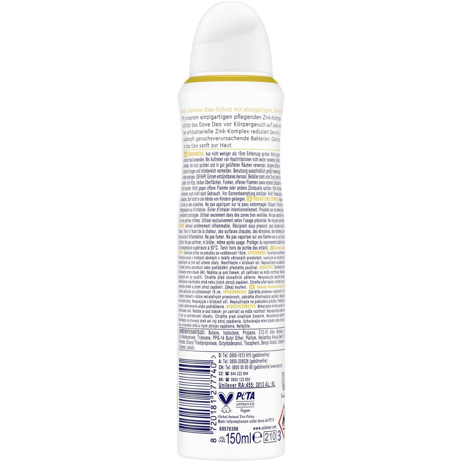 Dove 0% ALU Citrus en Perzik Deodorant Spray 150 ml