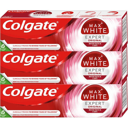 Pastă de dinți Colgate Max White Expert Original 3 x 75 ml