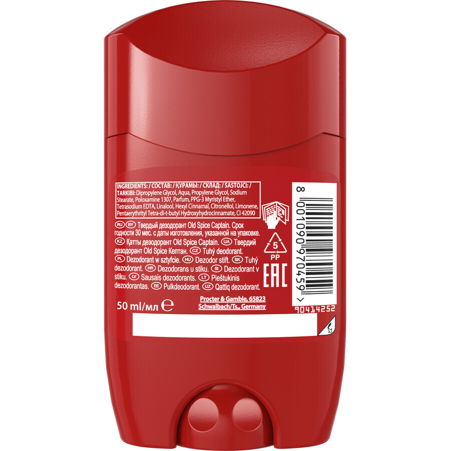 Old Spice Captain vaste deodorant met noten van sandelhout en citrus 50 ml