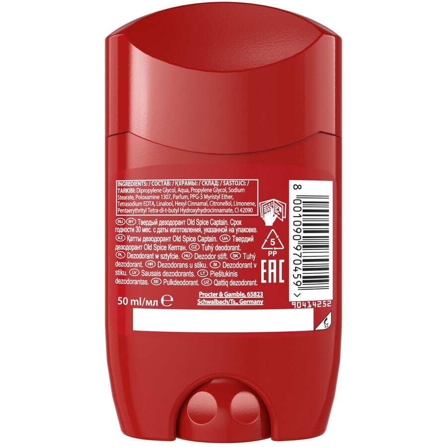 Old Spice Captain vaste deodorant met noten van sandelhout en citrus 50 ml