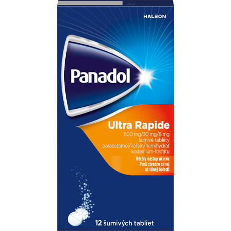 Panadol Ultra Rapide comprimés effervescents, douleur modérée à sévère 12 comprimés effervescents