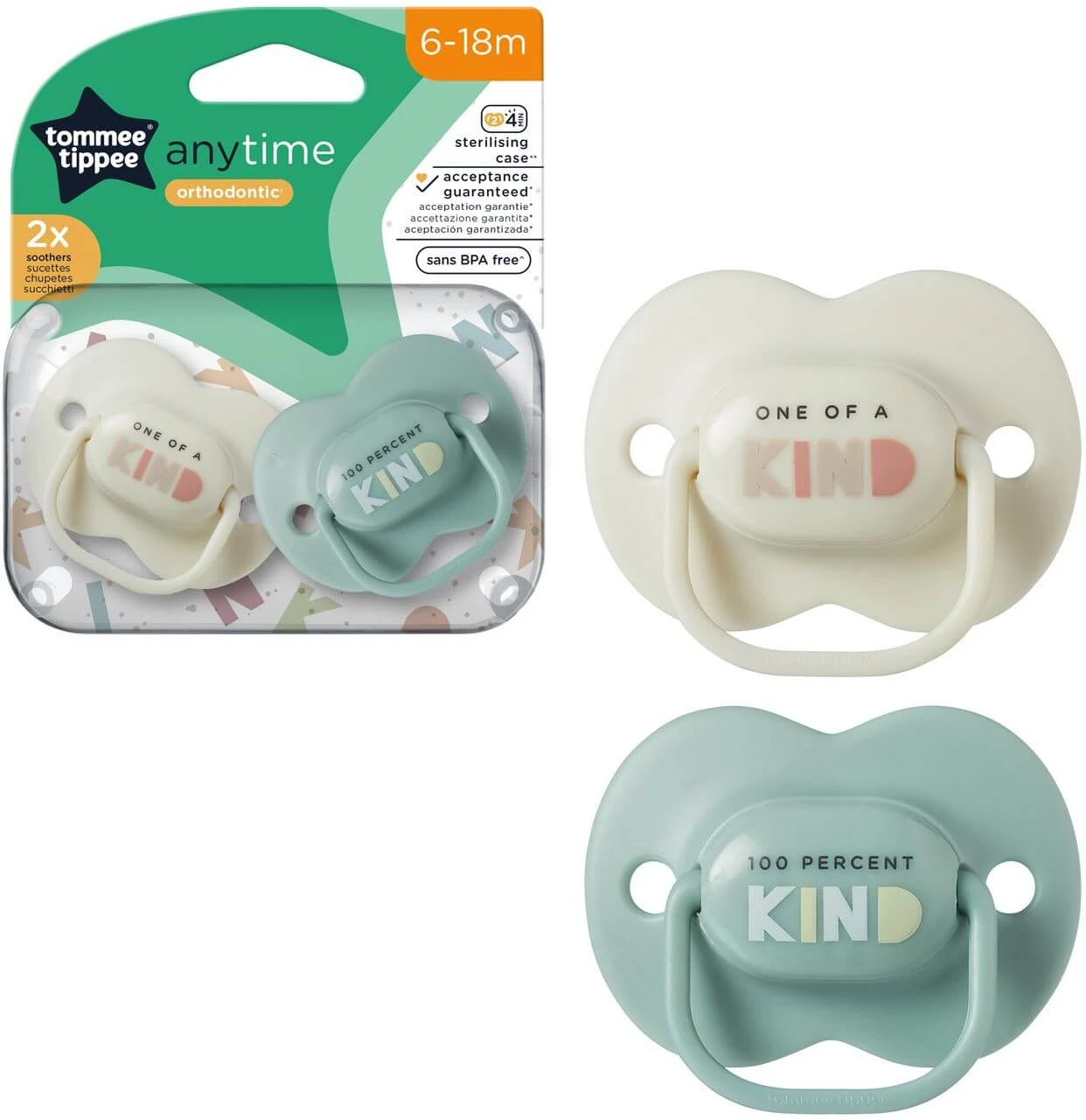 Tommee Tippee CTN AnyTime Silikonschnuller, 6-18m, verschiedene Farben 2 Stück