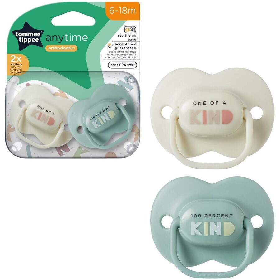 Chupete de silicona Tommee Tippee CTN AnyTime, 6-18m, varios colores 2 unidades