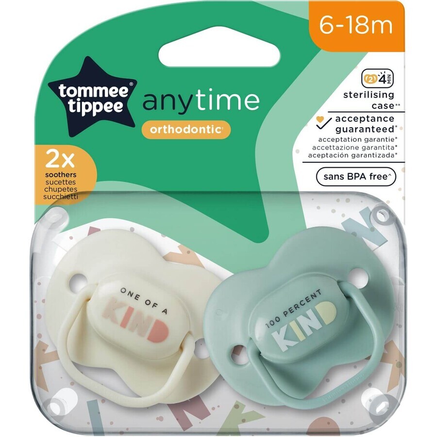 Chupete de silicona Tommee Tippee CTN AnyTime, 6-18m, varios colores 2 unidades