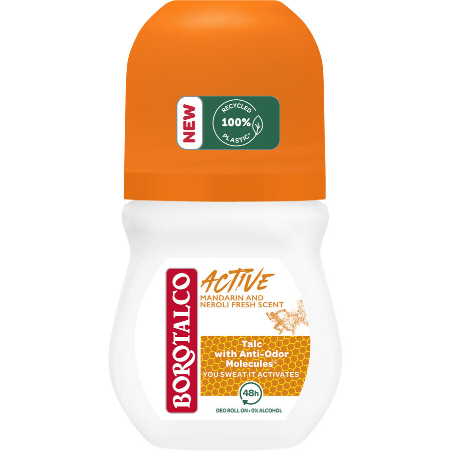 Borotalco Active Mandarino e Neroli Fresh, Deodorante Antitraspirante roll-on Unisex 50 ml