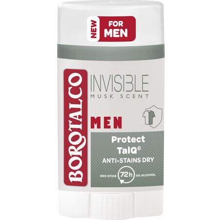 Borotalco MEN Unsichtbarer Moschusduft Trockener Deodorant Stick für Männer 40 ml