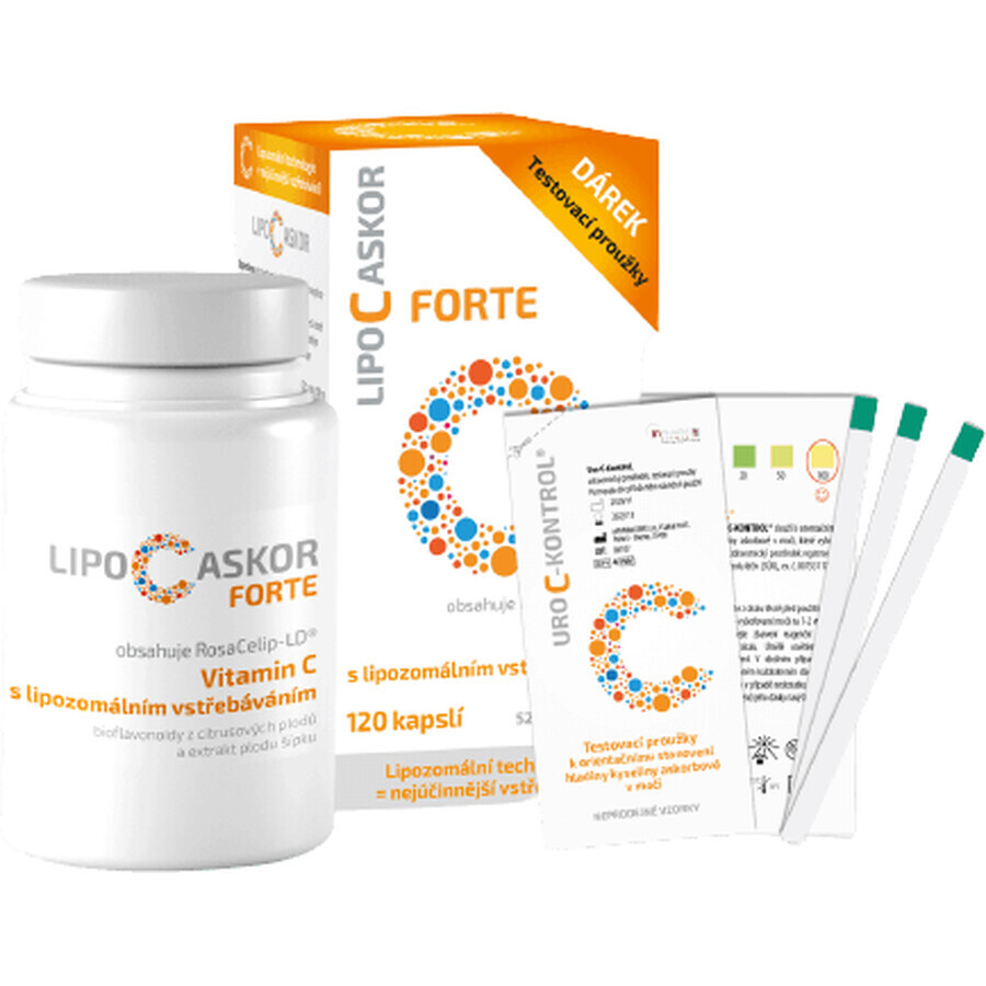 Lipo C Ascor Forte vitamin C with liposomal absorption test strips 4 pcs + 120 capsules