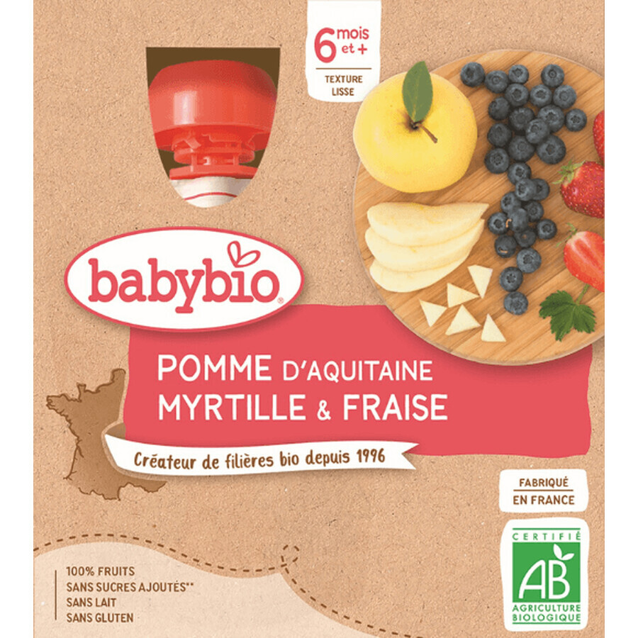 Babybio doypack manzana, arándano, fresa 4 x 90 g