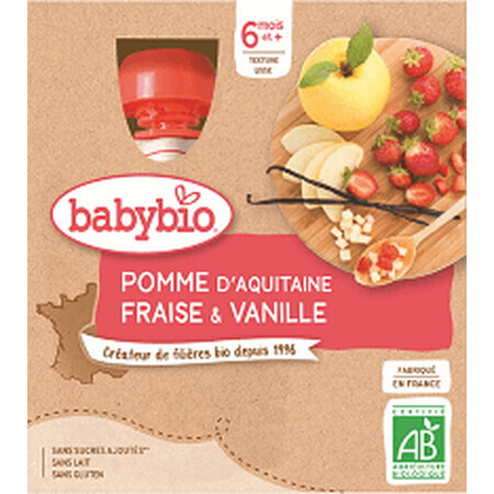 Babybio doypack manzana, fresa, vainilla 4 x 90 g