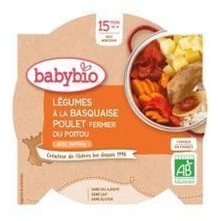 Babybio menú vegetal con pollo a la vasca y arroz 260 g